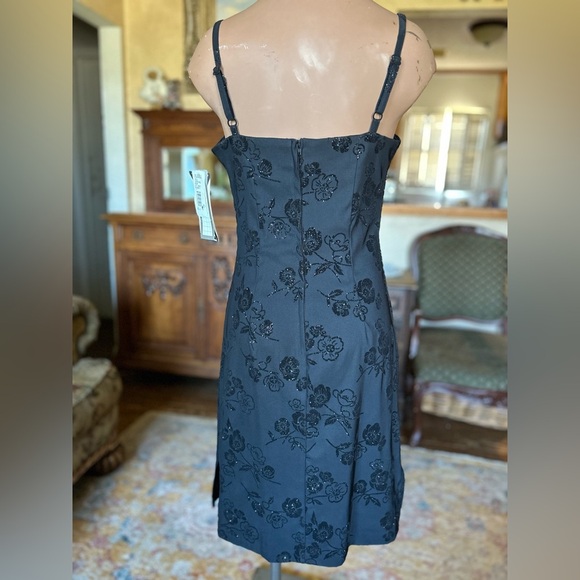 Vintage 1990’s La Belle Floral Velvet Sparkle Midi Dress NWT 7/8 - Picture 6 of 9